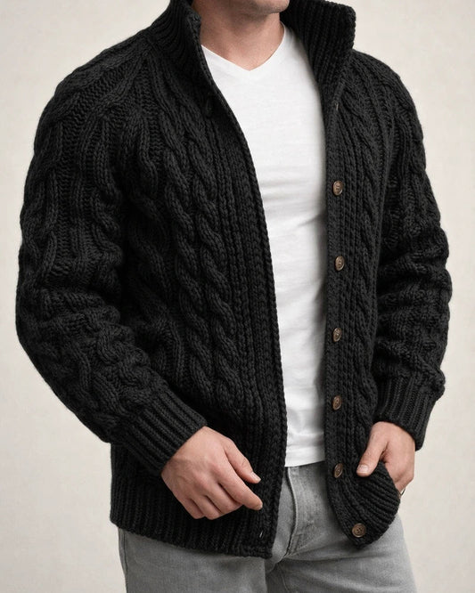 Men's Solid Color Thick Cardigan Sweater | JRSEE:6357da2f-aff2-4d8f-ae52-2ae7f8868939