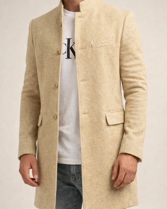 Men's Solid Color Trend Fashion Midi Length Coat | JRSEE:435b9254-eb6e-4afa-a0f3-ac187875856d