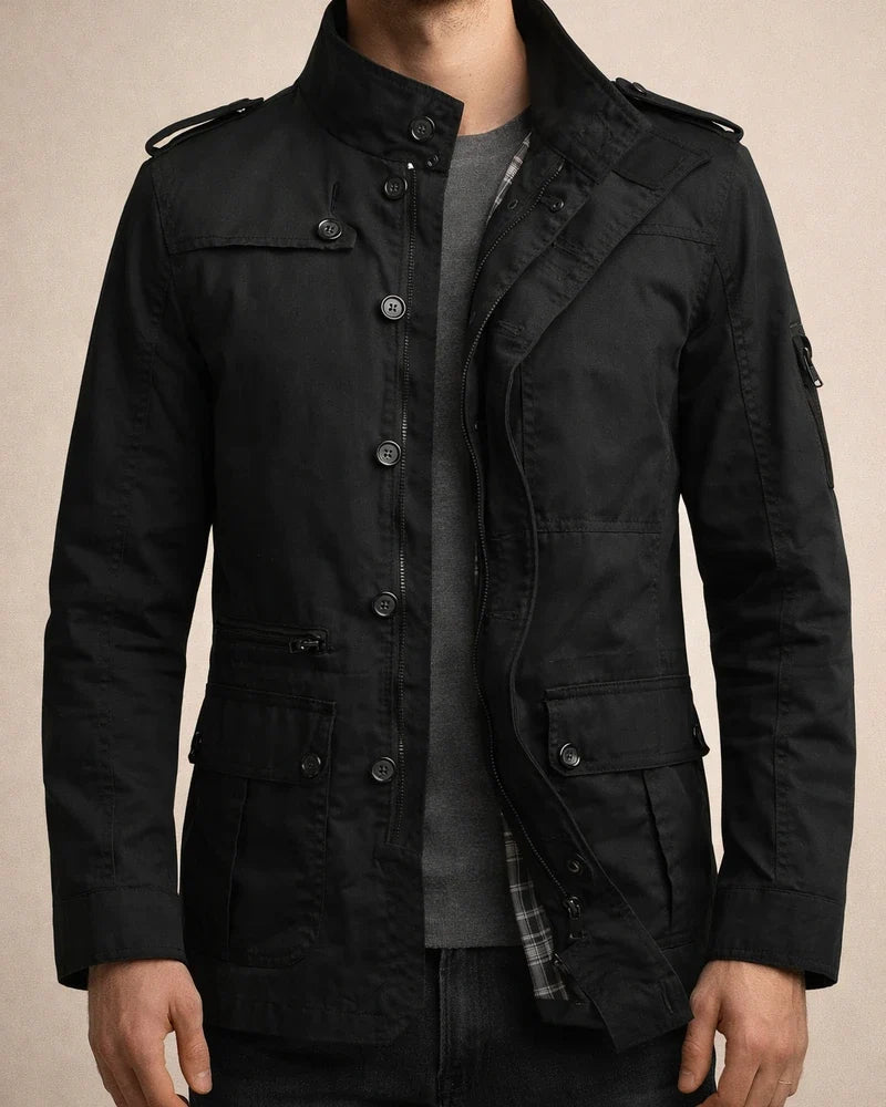 Men's Solid Colour Stand Up Collar Jacket | JRSEE:fce57c9d-343c-4973-b43c-e7ca5d9b5662