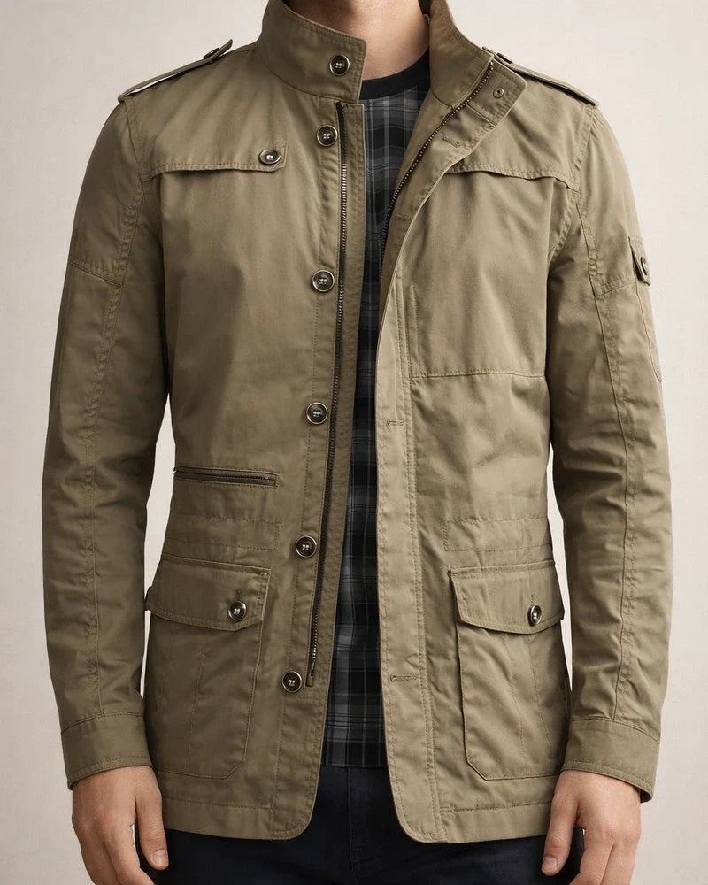 Men's Solid Colour Stand Up Collar Jacket | JRSEE:76fe643e-beb7-4cdf-8562-c8d6d59336fb