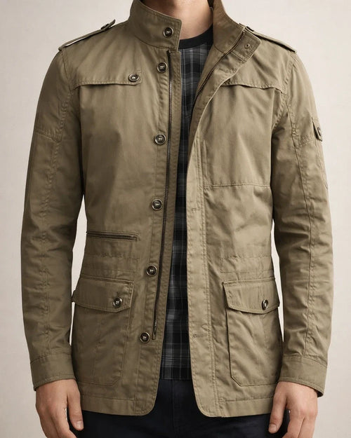 Men's Solid Colour Stand Up Collar Jacket | JRSEE:76fe643e-beb7-4cdf-8562-c8d6d59336fb