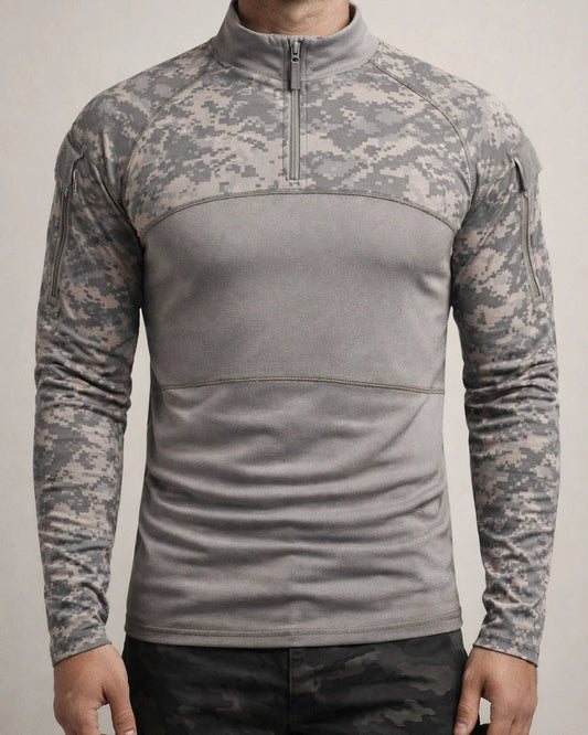 Men's Sports Pullover Printed Military Battlefield Outdoor Stretch Fitness Camouflage Long Sleeve T-Shirt Men's Zipper Pocket | JRSEE:f584e746-f977-47d9-ace8-eccafa2154d9