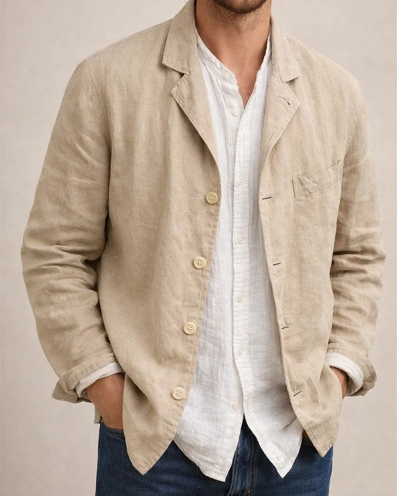 Men's Spring and Autumn Casual Cotton and Linen Loose Suit Jacket Suit Solid Color Tops | JRSEE:7d56865d-1efd-4964-9cb3-d2fb5810fb24