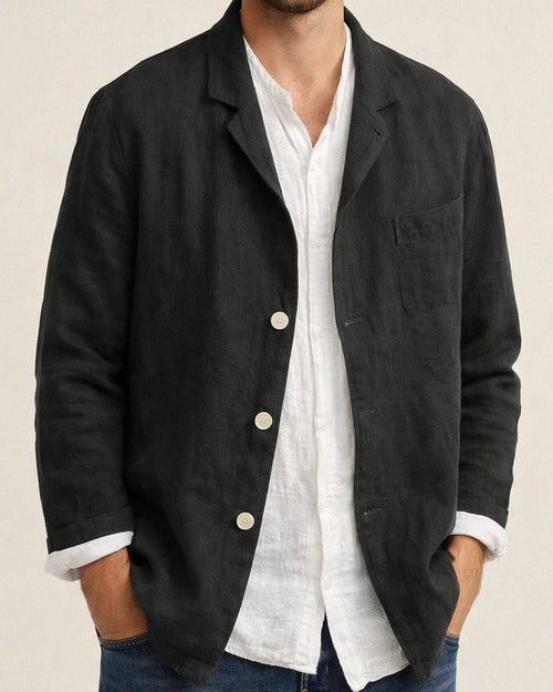Men's Spring and Autumn Casual Cotton and Linen Loose Suit Jacket Suit Solid Color Tops | JRSEE:85ce4891-9163-4789-8a06-b46019751630