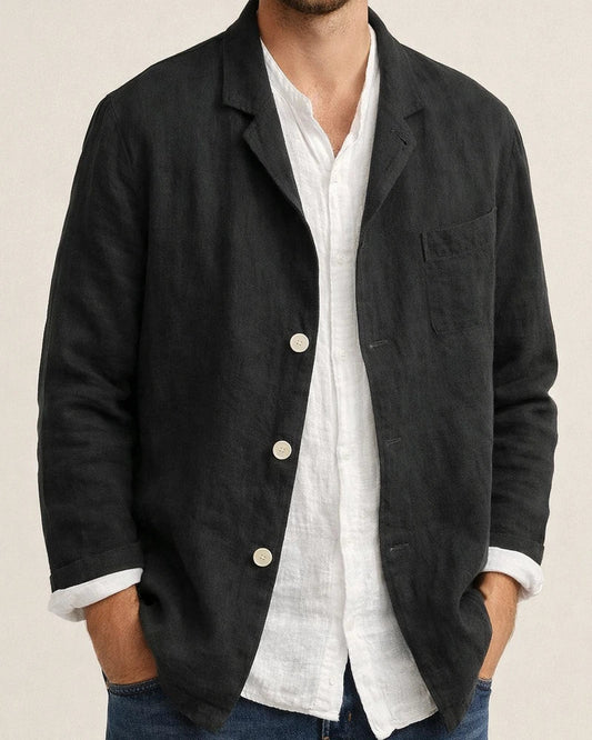 Men's Spring and Autumn Casual Cotton and Linen Loose Suit Jacket Suit Solid Color Tops | JRSEE:85ce4891-9163-4789-8a06-b46019751630