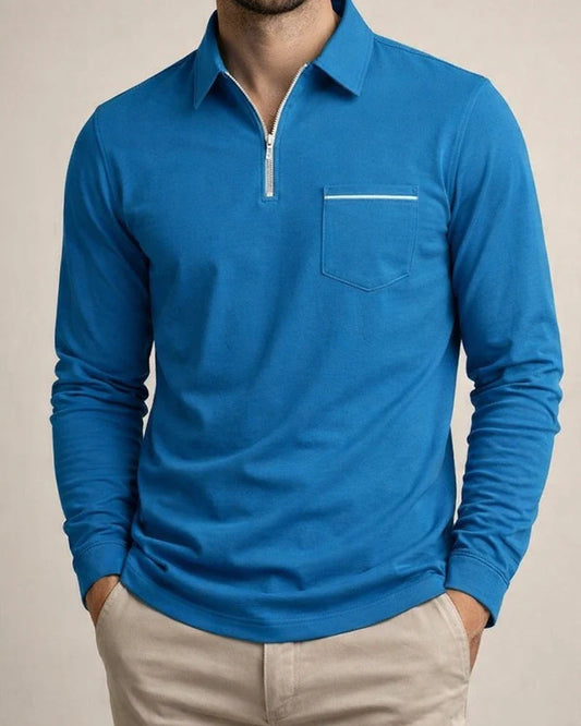 Men's Spring and Fall Long-sleeved Polo Shirt Zipper Pocket Men's Sports Long-sleeved Shirt | JRSEE:78af440e-4846-4984-a9e5-efa4da9f9330