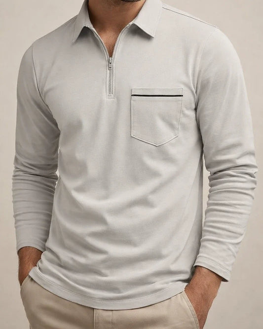 Men's Spring and Fall Long-sleeved Polo Shirt Zipper Pocket Men's Sports Long-sleeved Shirt | JRSEE:afefab0e-9616-4963-8d19-e1e70d5ff3bd