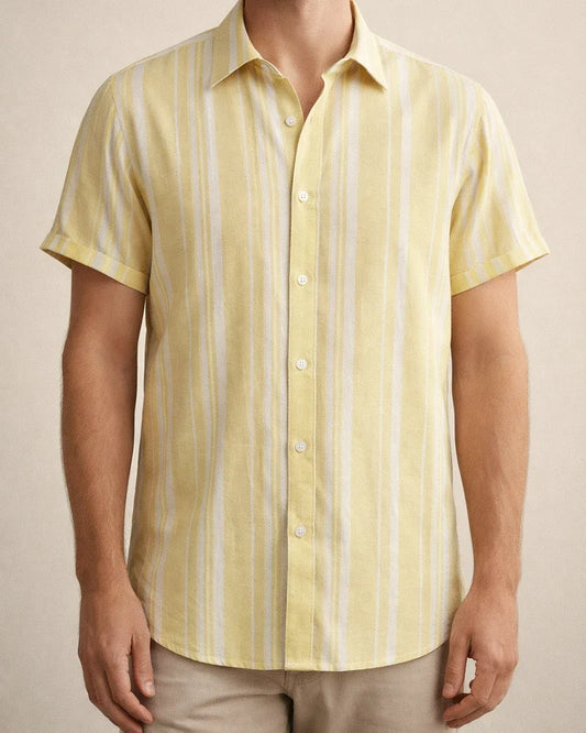Men's Spring and Summer New Men's Shirts Men's Casual Striped Color Blocking Printing Lapel Short-sleeved Shirt Shirt | JRSEE:f0aabafe-0676-4592-afc6-d3f2a7ce8433