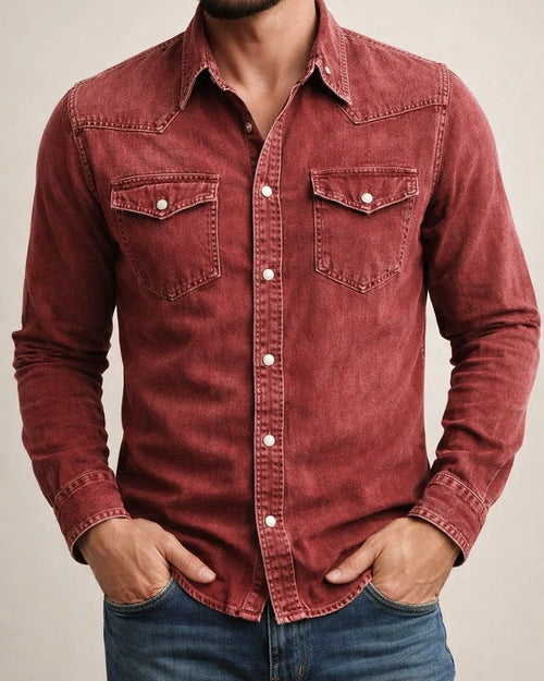 Men's Spring/Fall Solid-Color Notched-Collar Slim-Fit Fashionable Casual Open-Front Shirt | JRSEE:c5ccc247-9170-44c4-9851-a9f952332b64