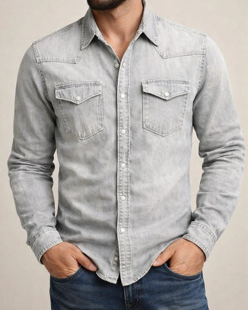 Men's Spring/Fall Solid-Color Notched-Collar Slim-Fit Fashionable Casual Open-Front Shirt | JRSEE:0cba8b3d-6367-4112-ab5a-6217c44cf0e4