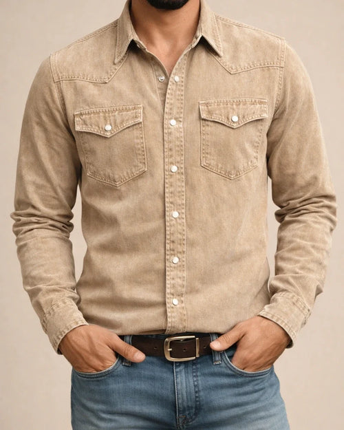 Men's Spring/Fall Solid-Color Notched-Collar Slim-Fit Fashionable Casual Open-Front Shirt | JRSEE:798291bd-71a9-4d59-9a6b-05210091d432