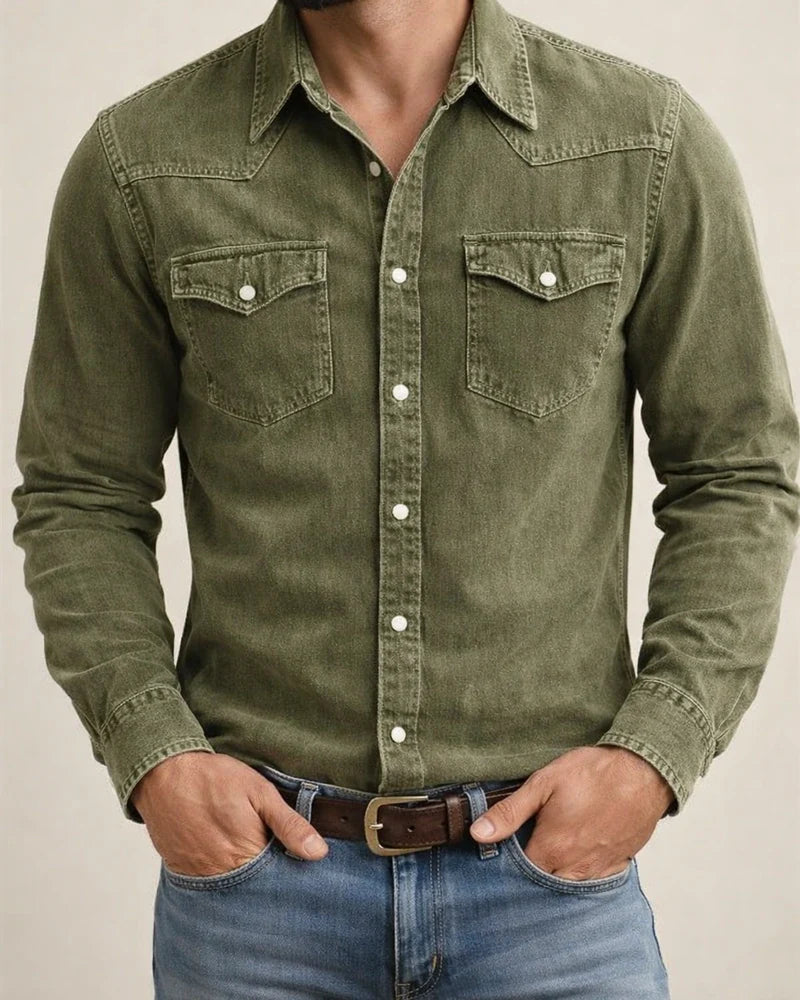 Men's Spring/Fall Solid-Color Notched-Collar Slim-Fit Fashionable Casual Open-Front Shirt | JRSEE:381c6e75-fe35-458d-a5e8-51170b60bc82