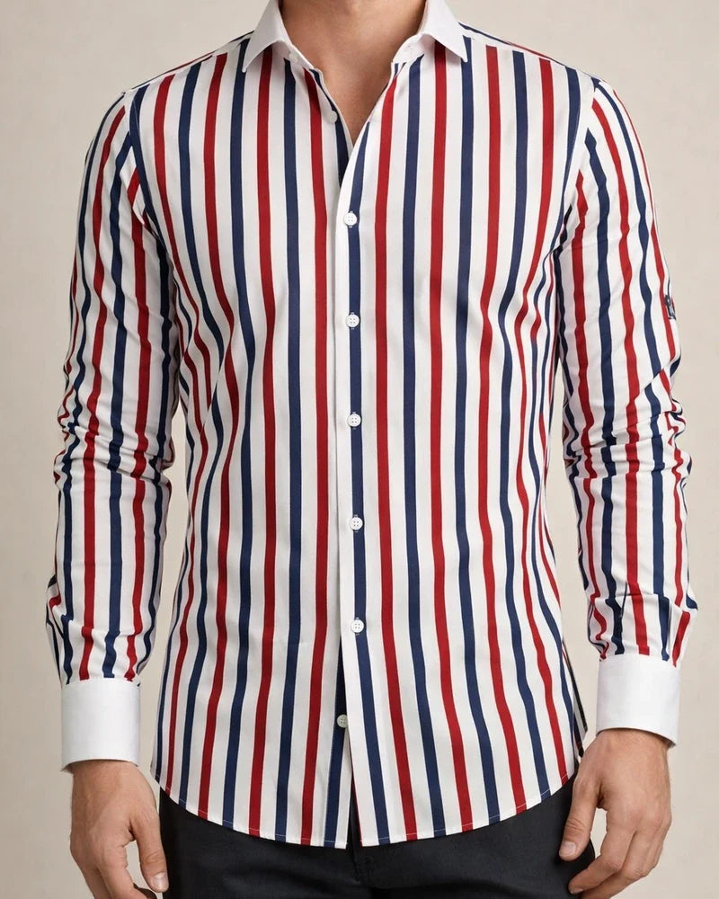 Men's Spring/Fall Spread Collar Striped Long-Sleeve Shirt Casual Shirt | JRSEE:67e584ae-11a0-45e0-9959-0cc7bc7d06f2