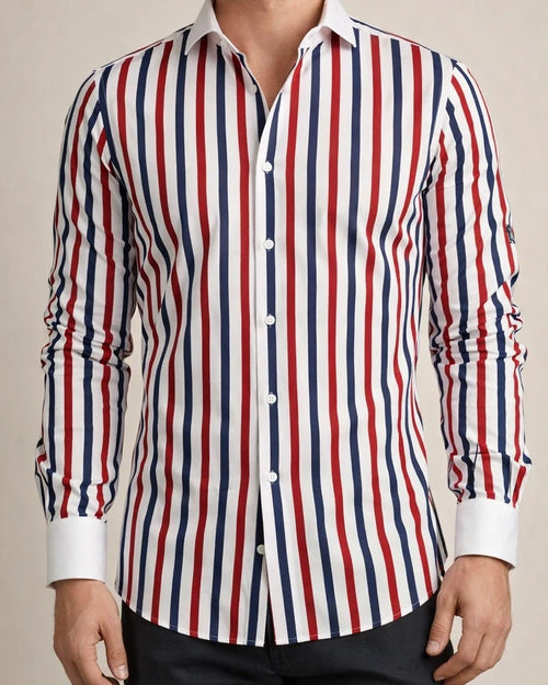 Men's Spring/Fall Spread Collar Striped Long-Sleeve Shirt Casual Shirt | JRSEE:67e584ae-11a0-45e0-9959-0cc7bc7d06f2