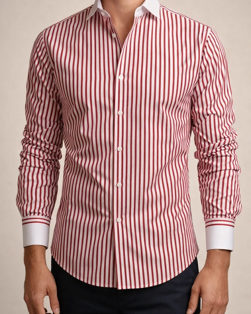 Men's Spring/Fall Spread Collar Striped Long-Sleeve Shirt Casual Shirt | JRSEE:1e30d776-bcfe-497f-bbc0-82f1b0c629e4