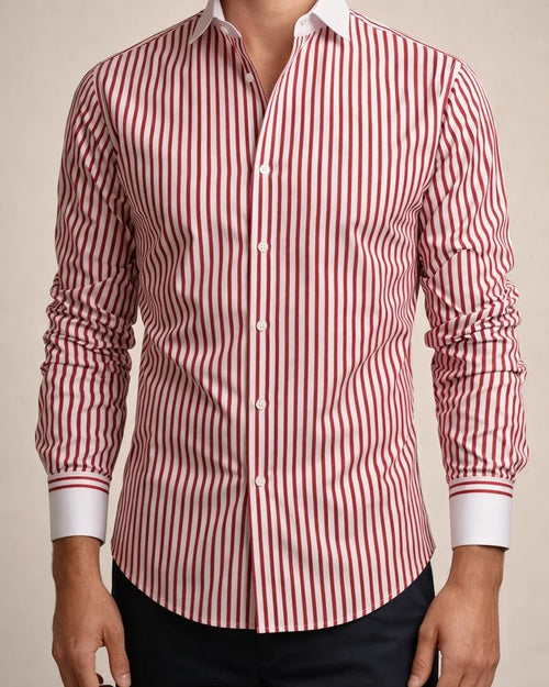 Men's Spring/Fall Spread Collar Striped Long-Sleeve Shirt Casual Shirt | JRSEE:1e30d776-bcfe-497f-bbc0-82f1b0c629e4
