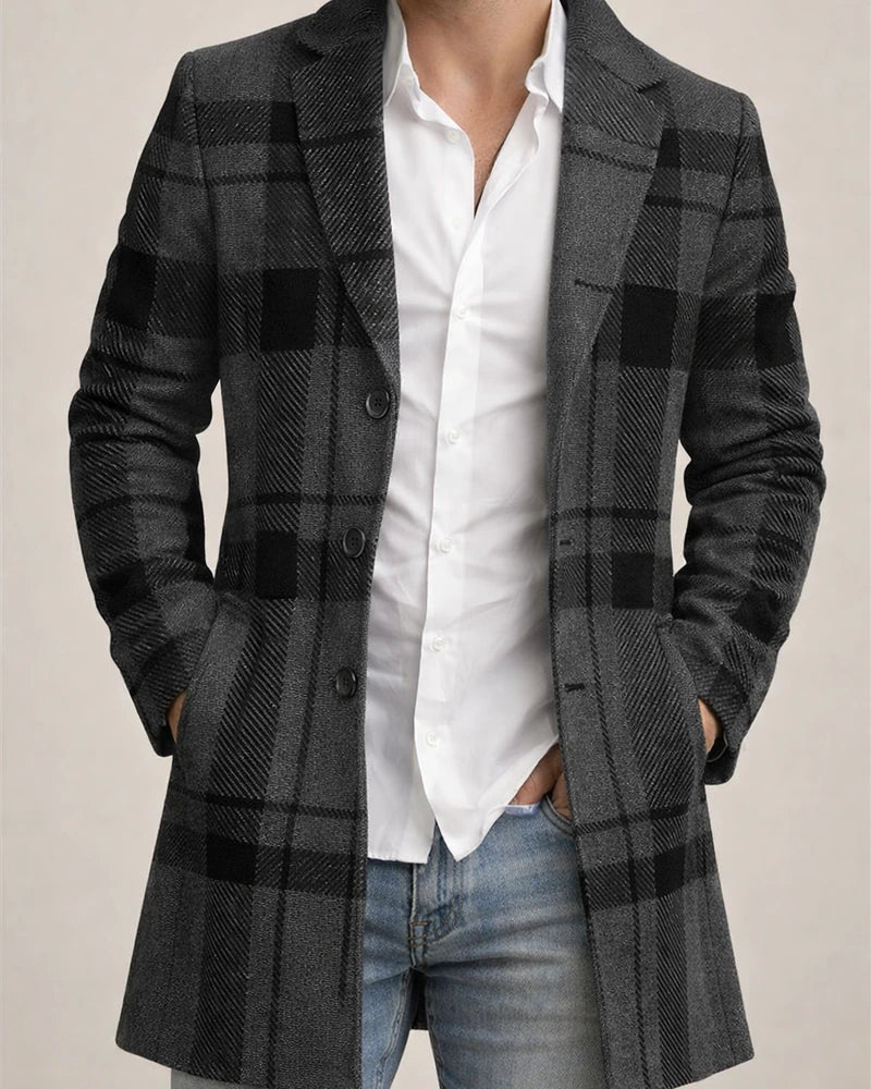 Men's Stand-up Collar Long Casual Coat | JRSEE:34ab545c-2c97-44c4-97b0-f3ae6302ae5d