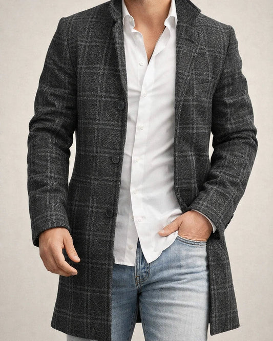 Men's Stand-up Collar Long Casual Coat | JRSEE:8634d60e-160a-4aee-a213-34b9634f8b40