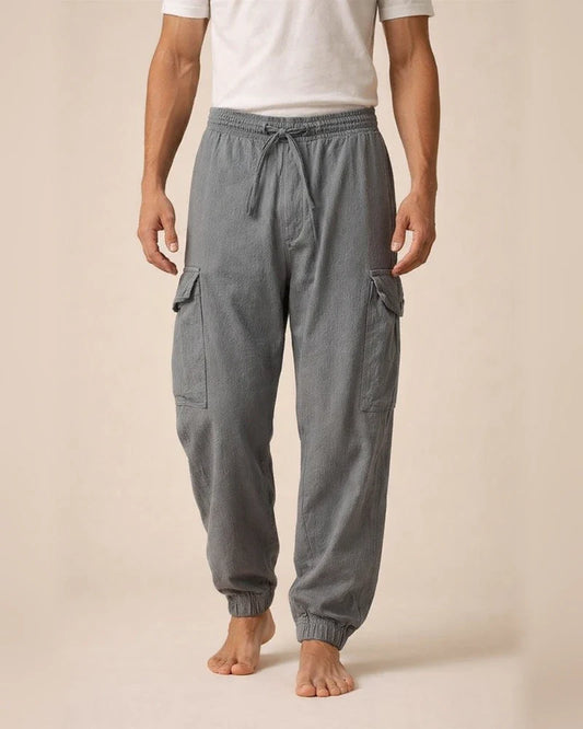 Men's Summer and Autumn Cotton and Linen Casual Tie Rope Solid Color Loose Large Size Work Pants | JRSEE:4c50f105-08e2-4bf4-8a6e-630aaf5e83cf