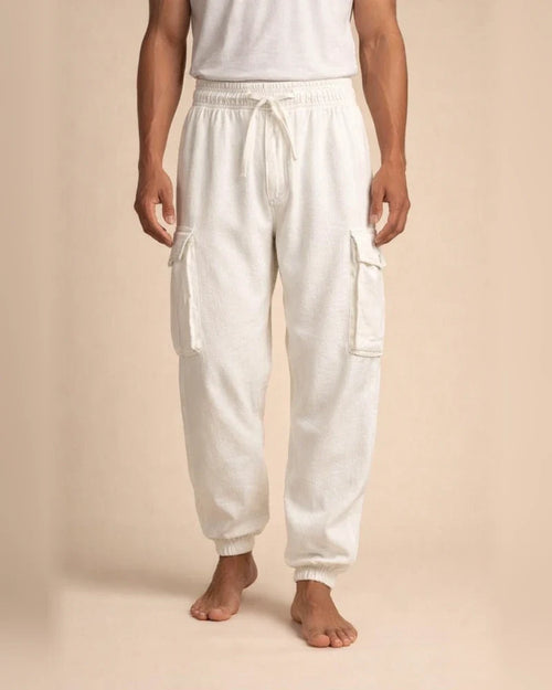 Men's Summer and Autumn Cotton and Linen Casual Tie Rope Solid Color Loose Large Size Work Pants | JRSEE:54b50659-561e-4733-aafa-11aada24eac1