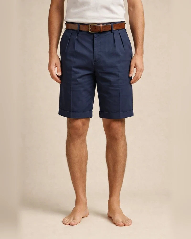 Men's Summer Cotton-Linen Business Casual Shorts Solid Color 5/8-Length | JRSEE:0b09427f-f704-4c5c-b6ea-f4266c7f1b08