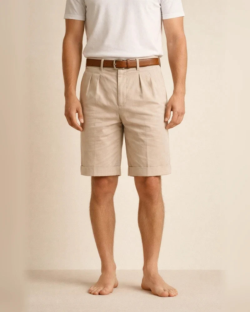 Men's Summer Cotton-Linen Business Casual Shorts Solid Color 5/8-Length | JRSEE:8edaa72d-c9c4-4f8f-82a7-ed7f17531dcf