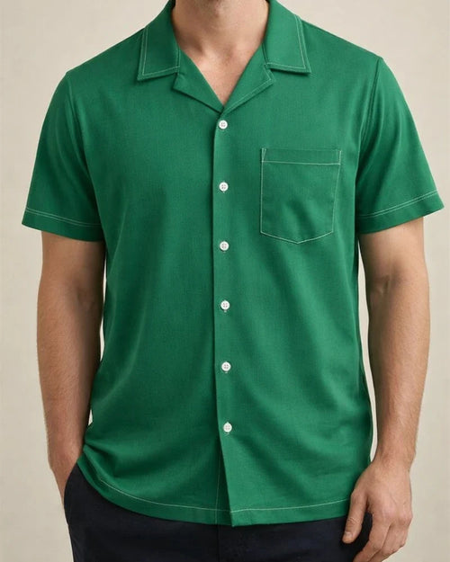 Men's Summer Lapel Solid Color Single-breasted Pockets Loose Short-sleeved Men's Linen Shirt Men's Cardigan | JRSEE:3d29a434-7063-4094-a8b5-cac1b5ec84a7