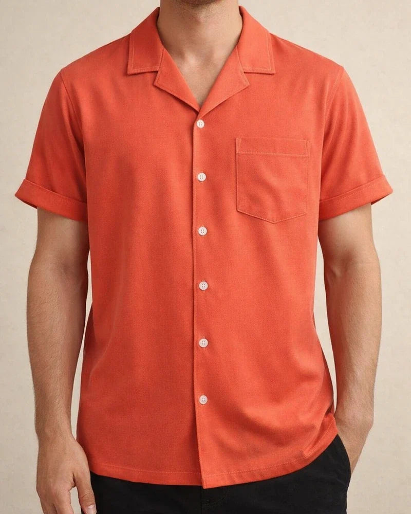Men's Summer Lapel Solid Color Single-breasted Pockets Loose Short-sleeved Men's Linen Shirt Men's Cardigan | JRSEE:40ea7379-b442-4a33-8186-cb5f9b6e1089