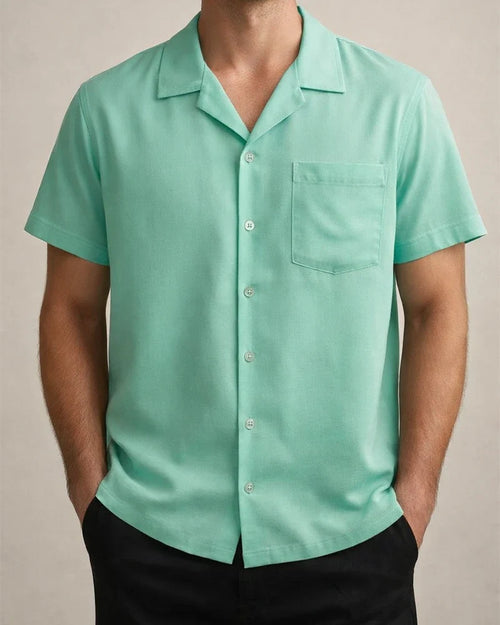 Men's Summer Lapel Solid Color Single-breasted Pockets Loose Short-sleeved Men's Linen Shirt Men's Cardigan | JRSEE:cd3341ba-b41c-4abc-b774-0e7636fac76f