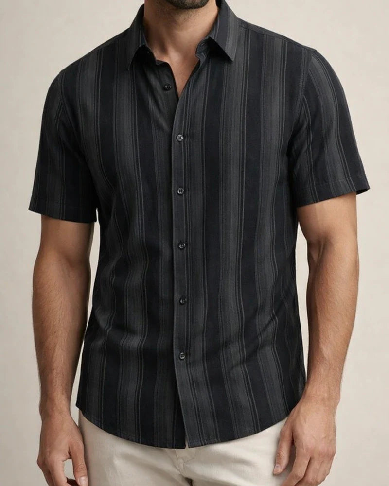 Men's Summer New Arrival Turn-down Collar Striped Short-Sleeve Casual Shirt | JRSEE:08e8b7cb-6a71-4ea0-8a8c-f5633aecc3f7