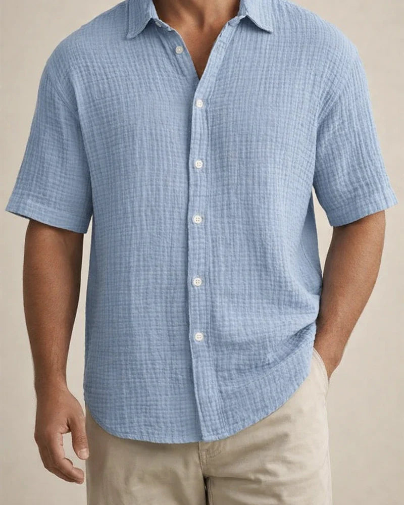 Men's Summer New Loose Casual Cotton Short-sleeved Shirt | JRSEE:fdf7fd6f-8e5c-4acc-9130-45b1ad232bb4
