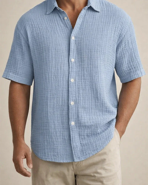 Men's Summer New Loose Casual Cotton Short-sleeved Shirt | JRSEE:fdf7fd6f-8e5c-4acc-9130-45b1ad232bb4