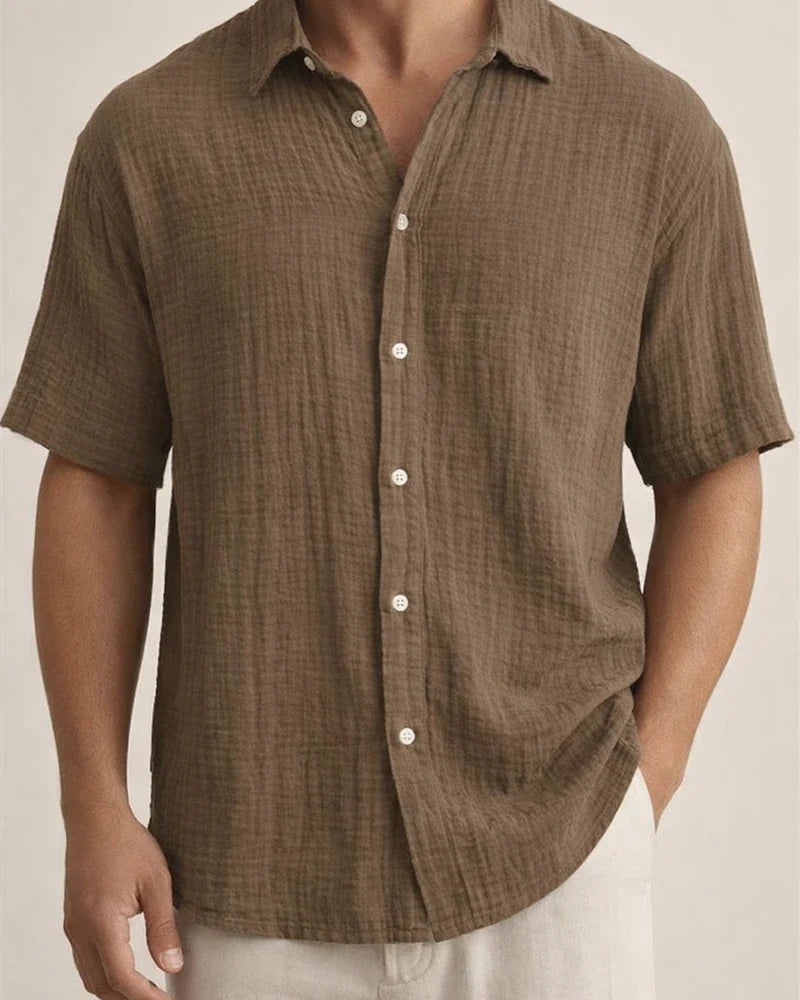 Men's Summer New Loose Casual Cotton Short-sleeved Shirt | JRSEE:42f11252-069d-4535-a423-2d36b487f66b