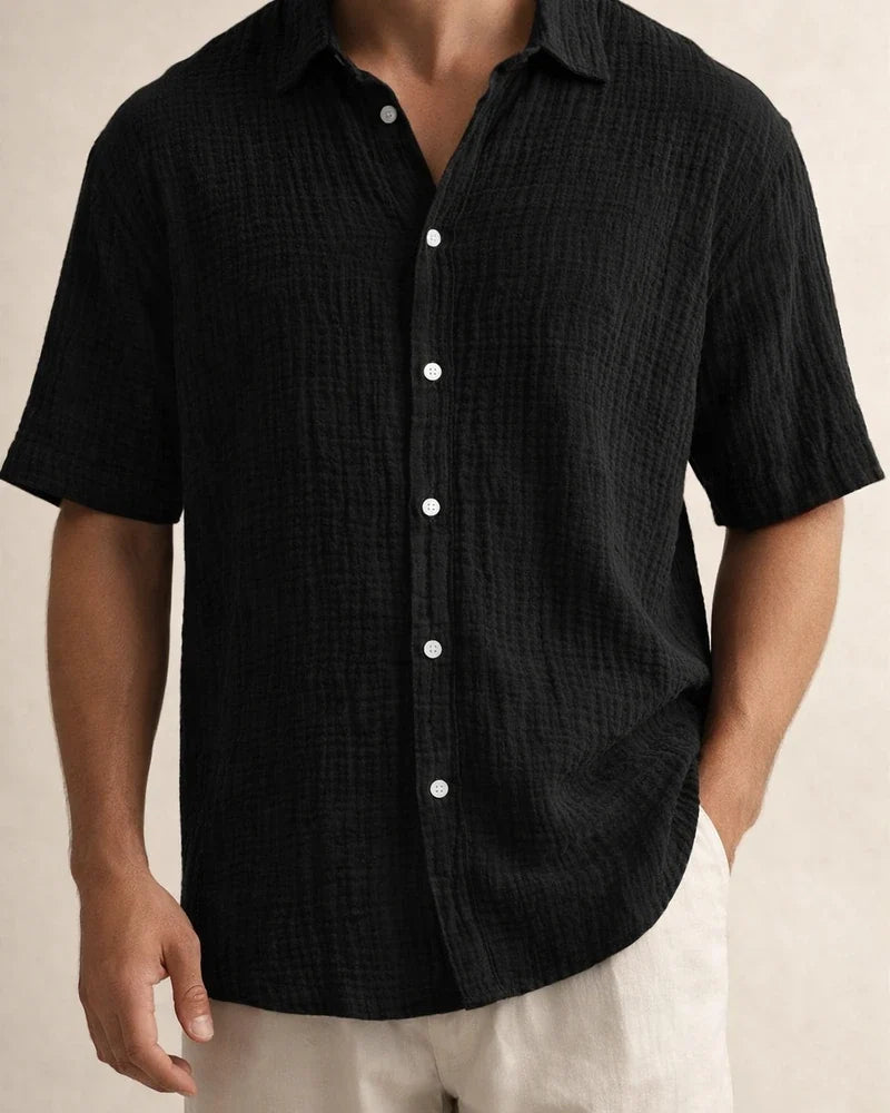 Men's Summer New Loose Casual Cotton Short-sleeved Shirt | JRSEE:44e2df65-3b49-4177-aa21-384bad9aa7e1