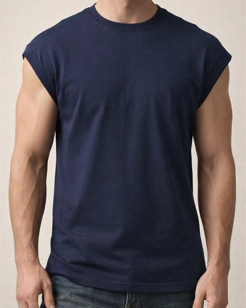Men's Summer New Sleeveless T-shirt Casual Loose Solid Color Thin Section T-shirt | JRSEE:339755f7-d10b-4c6f-90ce-a97fa472afcd