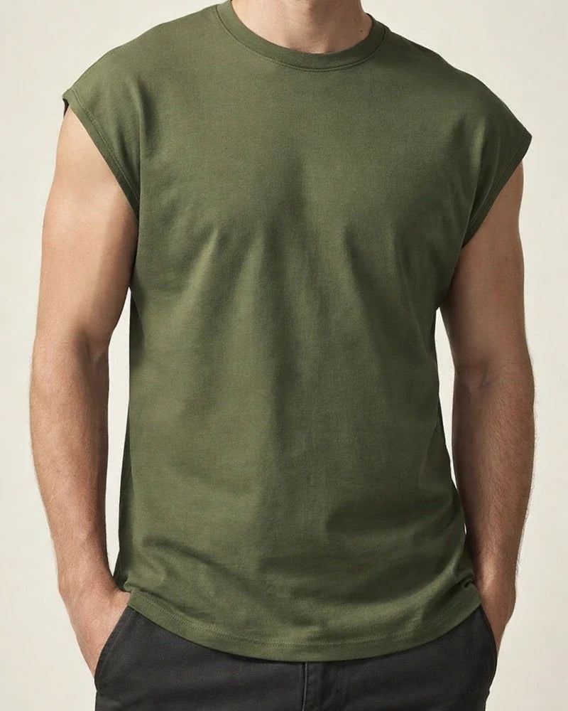 Men's Summer New Sleeveless T-shirt Casual Loose Solid Color Thin Section T-shirt | JRSEE:2417e732-025f-4897-8002-e7f7c26da446