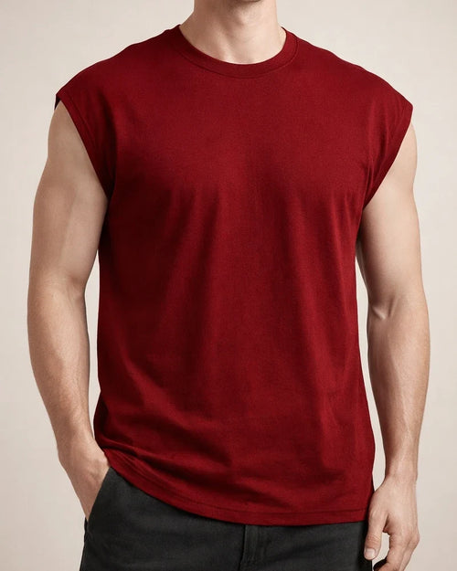 Men's Summer New Sleeveless T-shirt Casual Loose Solid Color Thin Section T-shirt | JRSEE:fba9d819-e028-4a0b-b311-1bde58ebdfe9