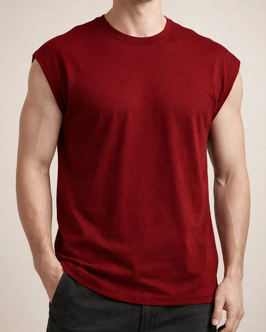 Men's Summer New Sleeveless T-shirt Casual Loose Solid Color Thin Section T-shirt | JRSEE:fba9d819-e028-4a0b-b311-1bde58ebdfe9
