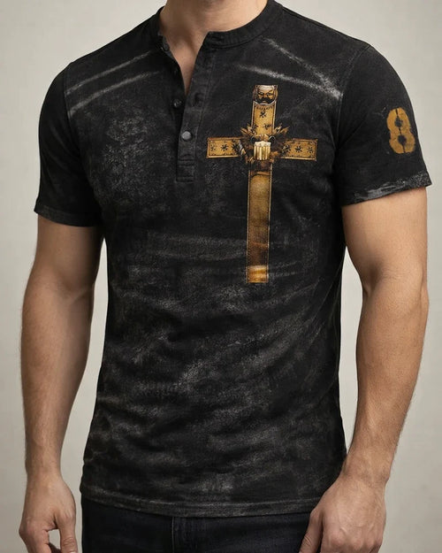 Men's Summer Personality V-neck Retro Military 3D Print Casual Short-sleeved T-shirt Breathable Tops | JRSEE:b747717c-7d9d-4cc3-ac63-03fef0a75da0