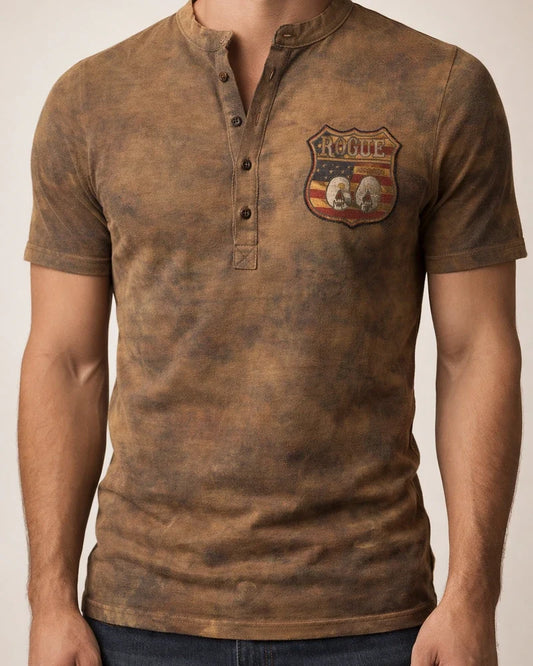 Men's Summer Personality V-neck Retro Military 3D Print Casual Short-sleeved T-shirt Breathable Tops | JRSEE:338df5dc-af62-4e97-94d8-b4231fe1fa36