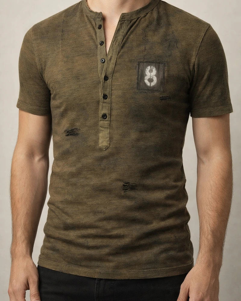 Men's Summer Personality V-neck Retro Military 3D Print Casual Short-sleeved T-shirt Breathable Tops | JRSEE:72ae472a-3247-4dab-b2f2-cdc1dda65e3f
