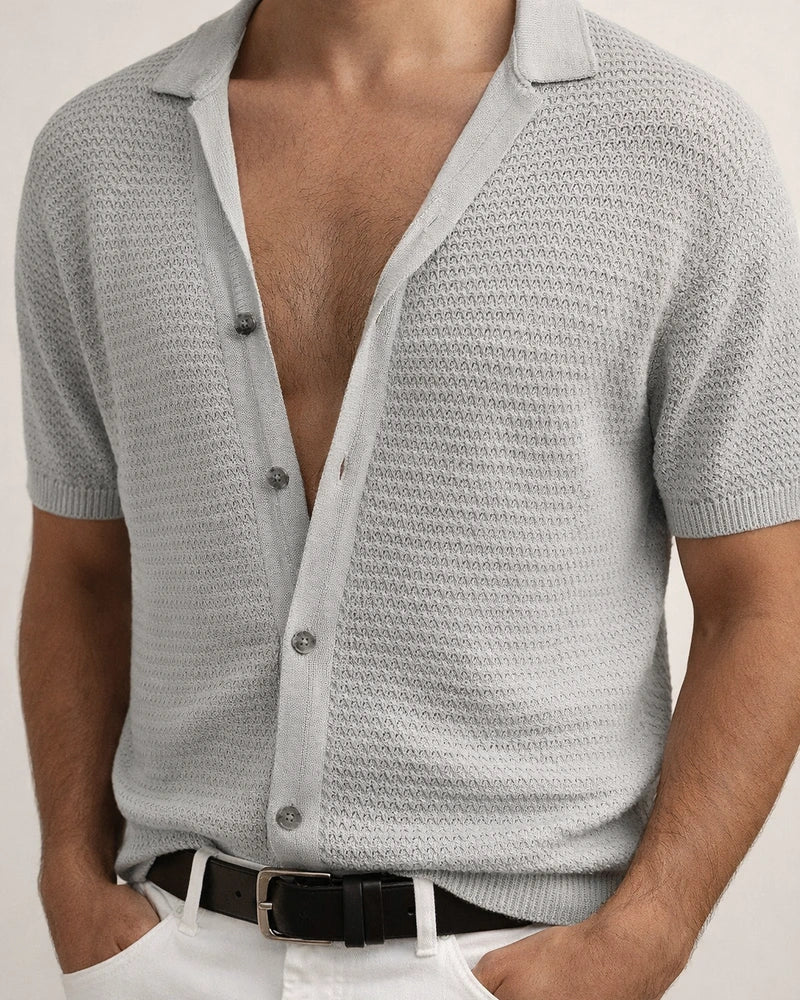 Men's Summer Short Sleeve Knit Shirt Summer Thin Loose Top | JRSEE:38f5cf70-7629-49c9-8f50-273fd025e3a0