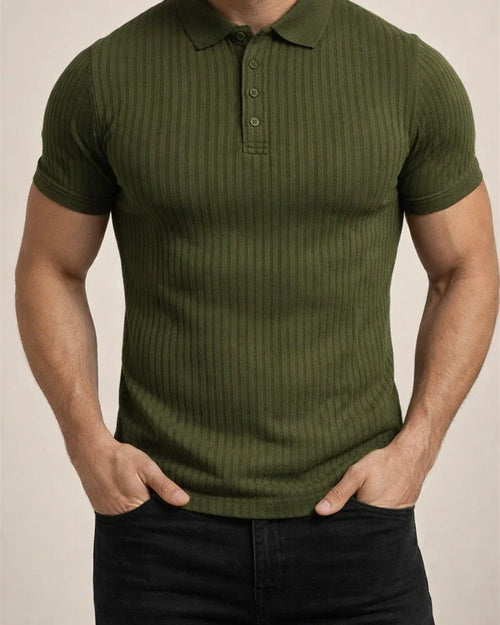 Men's Summer Sports Fitness Leisure Stretch Vertical Stripes Solid Color Short-sleeved Polo Shirt S M L XL 2XL 3XL 4XL 5XL | JRSEE:2541bedc-c5d1-485b-8436-750a463bd37c