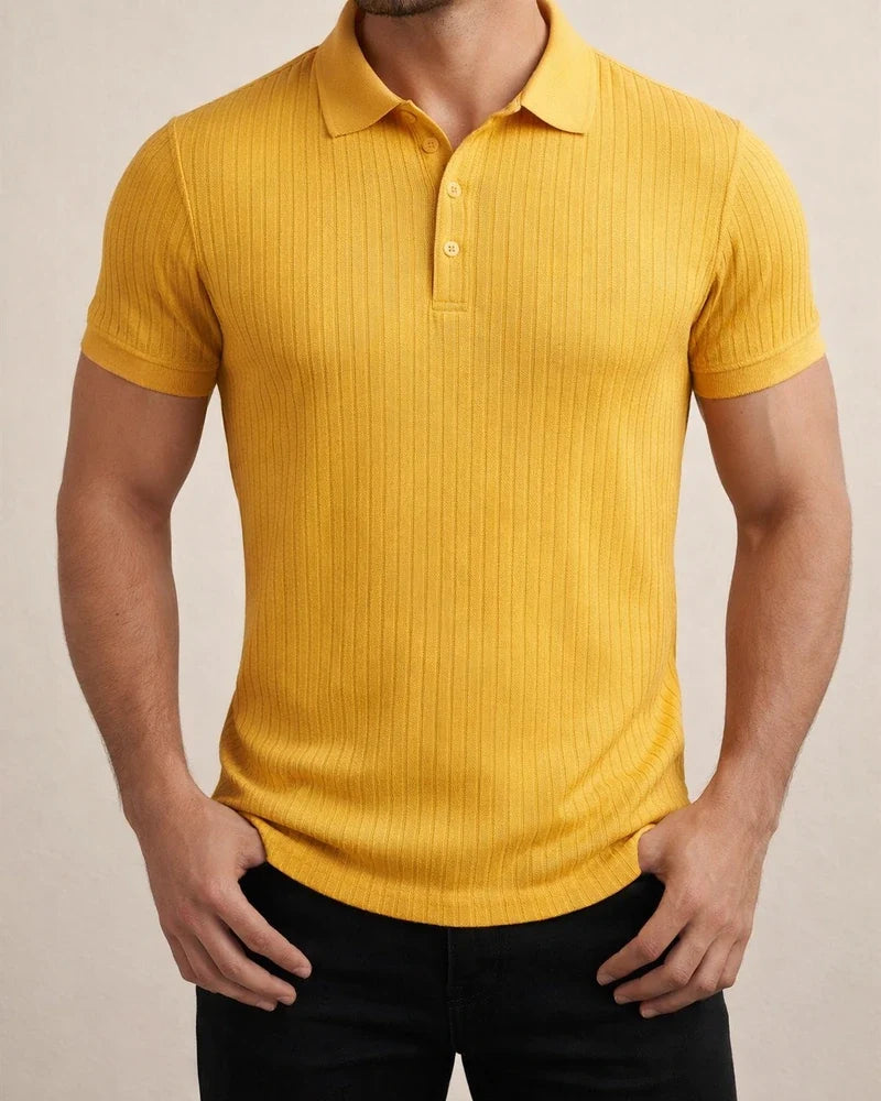 Men's Summer Sports Fitness Leisure Stretch Vertical Stripes Solid Color Short-sleeved Polo Shirt S M L XL 2XL 3XL 4XL 5XL | JRSEE:49a76d63-eb14-4c33-af5c-892042fd8a58