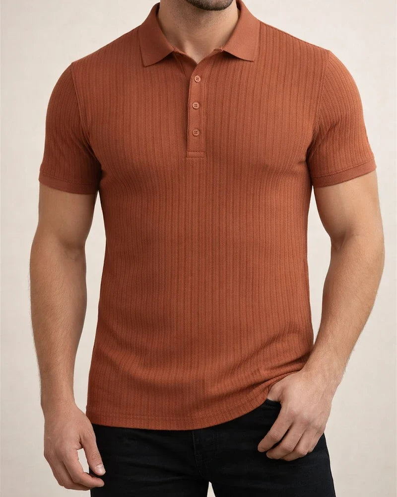 Men's Summer Sports Fitness Leisure Stretch Vertical Stripes Solid Color Short-sleeved Polo Shirt S M L XL 2XL 3XL 4XL 5XL | JRSEE:c3c08817-45e6-428b-a54c-8e4b4f0e50c6