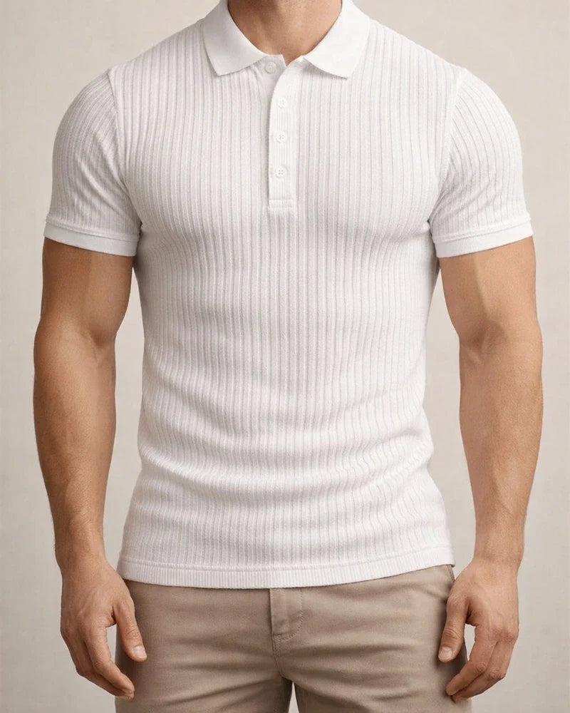 Men's Summer Sports Fitness Leisure Stretch Vertical Stripes Solid Color Short-sleeved Polo Shirt S M L XL 2XL 3XL 4XL 5XL | JRSEE:06ac682d-3dee-48bb-a076-dab330220976