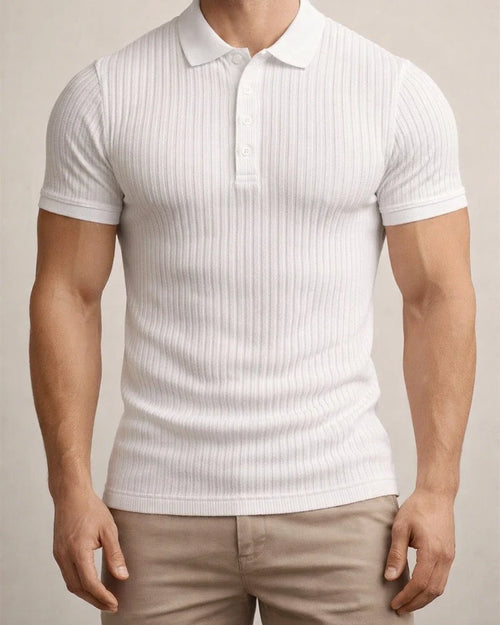 Men's Summer Sports Fitness Leisure Stretch Vertical Stripes Solid Color Short-sleeved Polo Shirt S M L XL 2XL 3XL 4XL 5XL | JRSEE:06ac682d-3dee-48bb-a076-dab330220976
