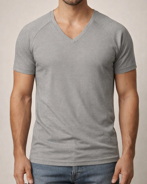 Men's Summer Wrinkle-resistant Breathable Waffle Solid Color T-shirt Loose V-neck Plunging Sleeve Solid Color Quick Dry Men's Short-sleeved T-shirt | JRSEE:23fdac3c-893b-4b2f-93f1-94e88cc0e913