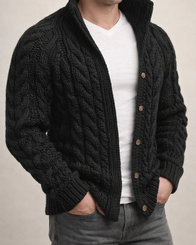 Men's Sweater Cardigan Knit Knitted Solid Color Stand Collar Stylish Casual Outdoor Home Clothing Apparel Winter Fall Black khaki M L XL | JRSEE:6fed0528-6a4f-4616-926b-331237fd7a92
