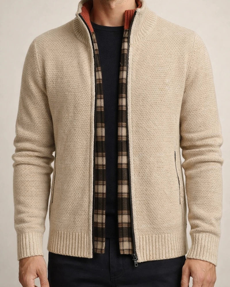 Men's Sweater Cardigan Sweater Zip Sweater Sweater Jacket Fleece Sweater Knit Solid Color Stand Collar Essential Casual Clothing Apparel Winter Black Burgundy S M L | JRSEE:b2221678-fcb9-4461-aea9-df30830fd690